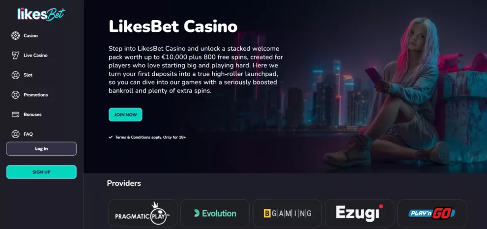 Likesbet casino — 100% bonus tot €10.000 + 800 gratis spins voor nieuwe spelers in Nederland